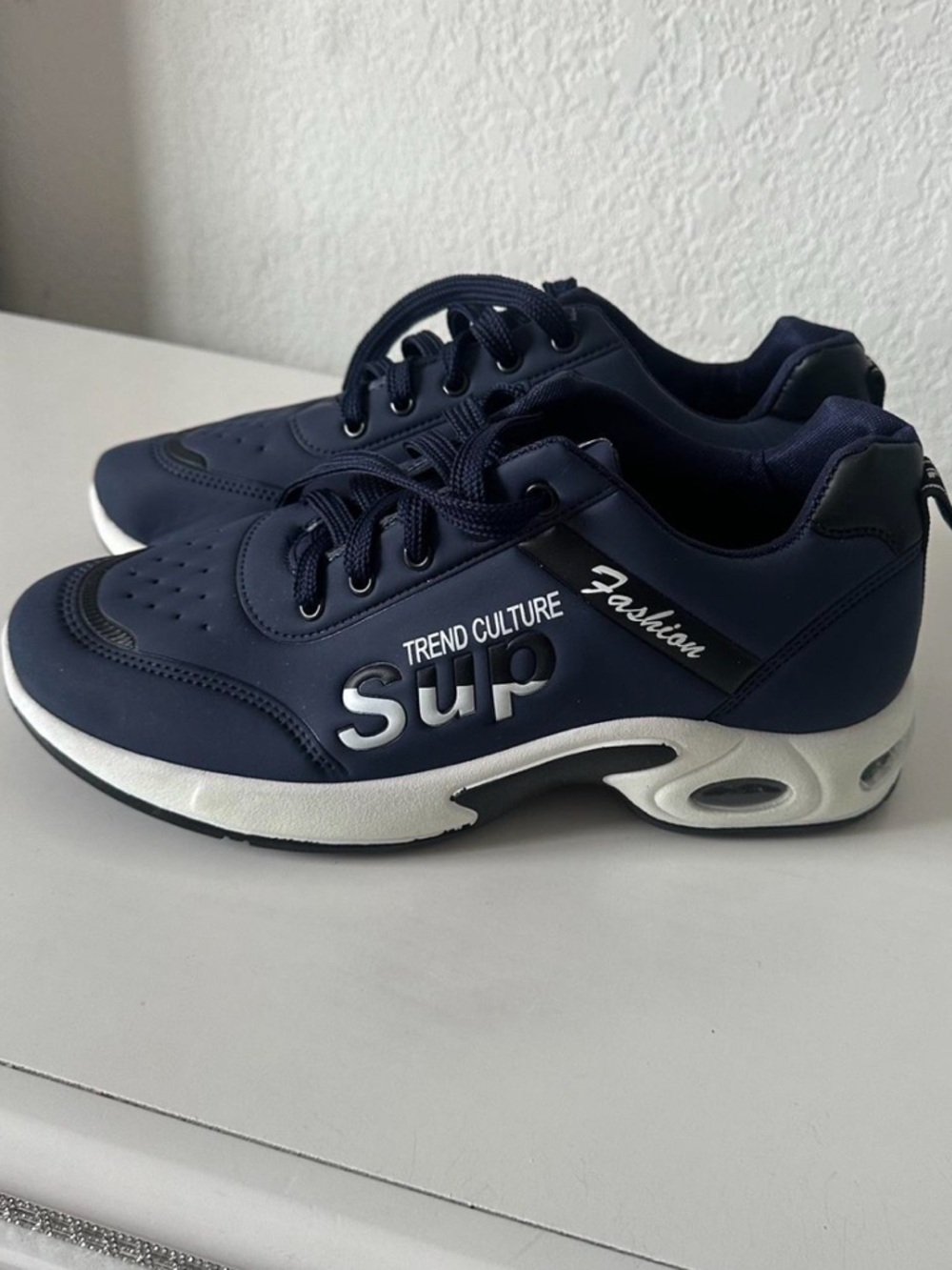 Navy 'Sup' Trend Culture Fashion Sneakers